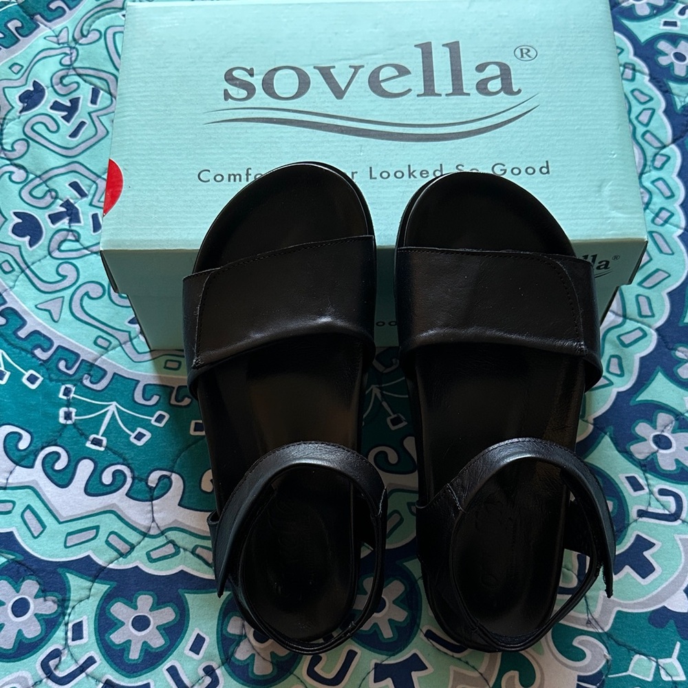 Sovella Black Sandals Size 38 Brand New With Box